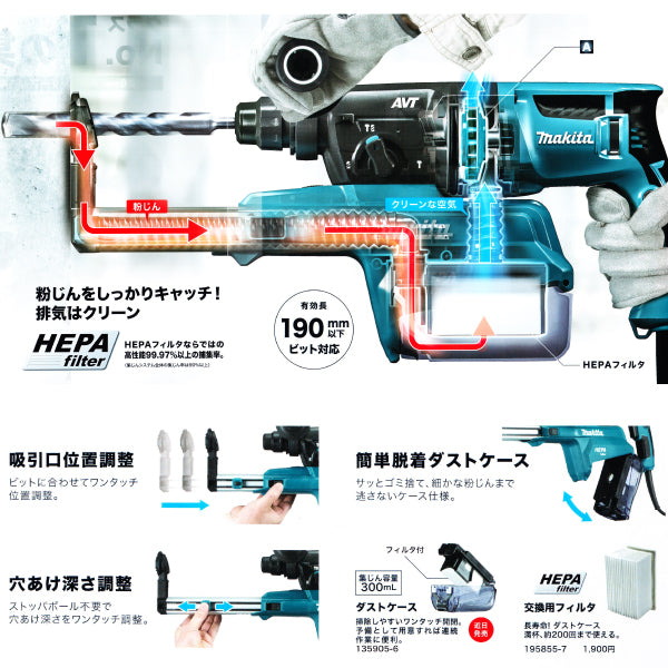 マキタ 26mmハンマドリルHR2651 集じんシステム付 SDS-plus – サンサン 