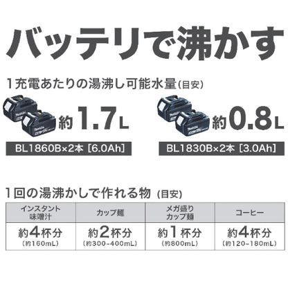 マキタ 充電式ケトル KT360DZ　本体のみ　バッテリ、充電器別売