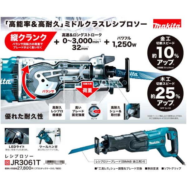 マキタレシプロソー JR3061T – サンサンツール